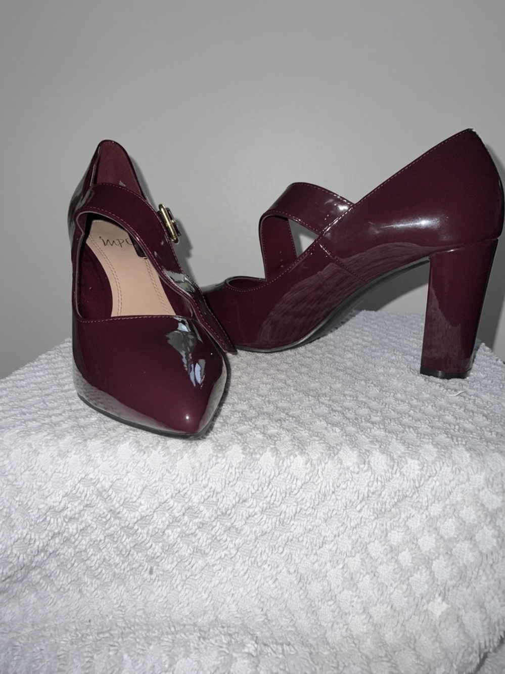Impo Patent Cross-Strap Mary Jane Heels - Wine